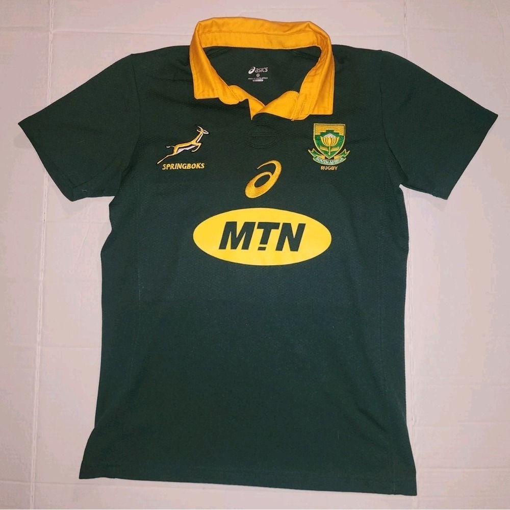 South Africa Springboks Rugby Shirt – Asics MTN Sponsor Official Jersey Size:S